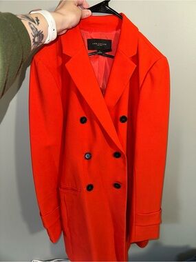 Ann Taylor Vibrant Orange Double-Breasted Blazer